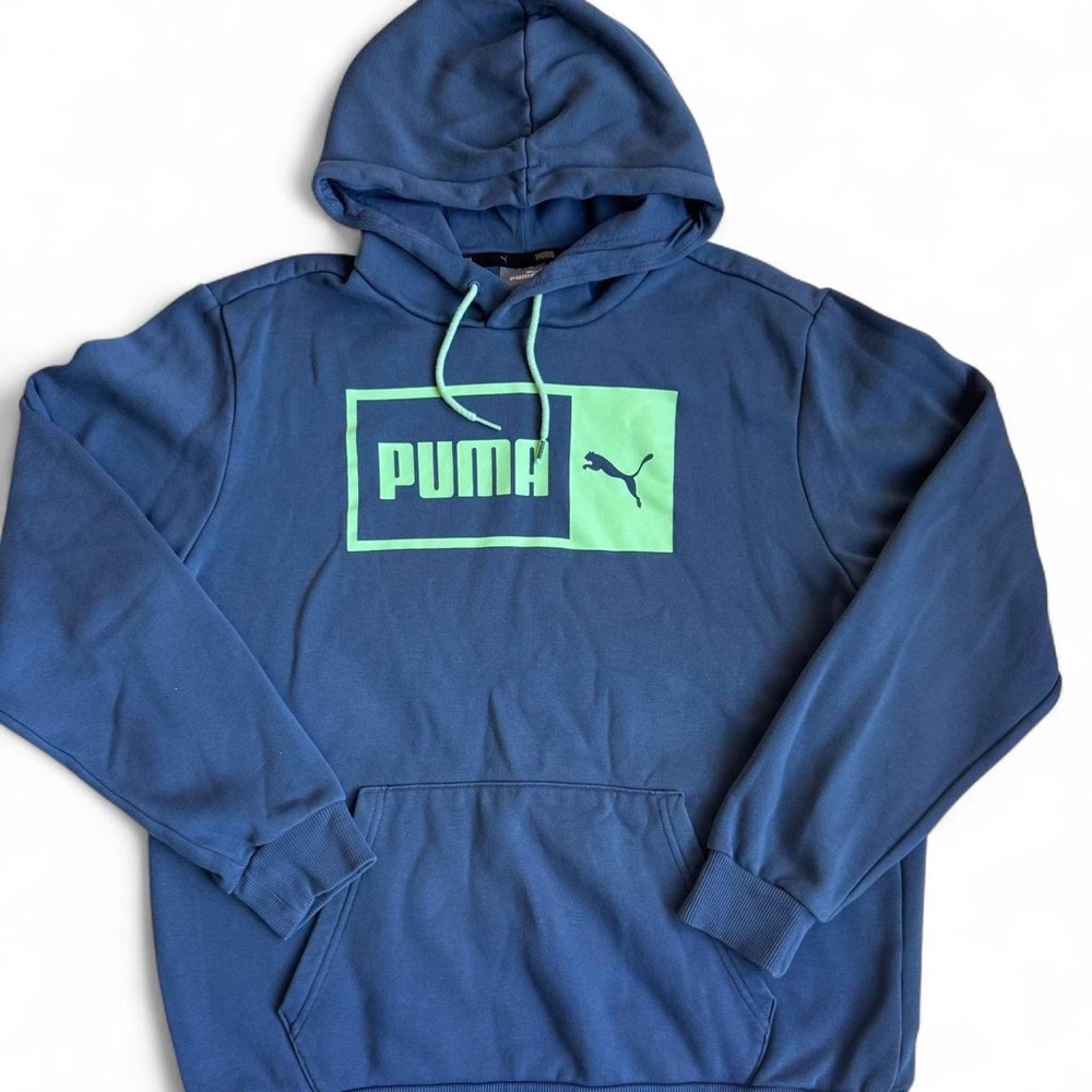 Mens Classic Athletic Puma Blue 
Pullover Hoodie Sweater Size Large